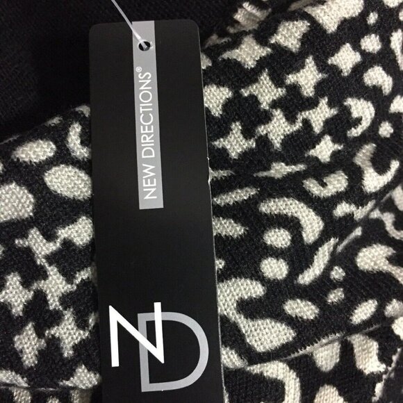 New Directions Sweater PS‎ Black White Cowl Neck Knit Career Modern Chic Artsy - Picture 12 of 12